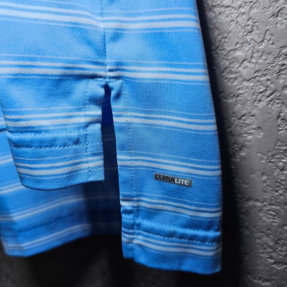 ADIDAS GOLF POLO CLIMALITE Light Blue Striped Mens Large Baker National Golfing - Picture 13 of 13